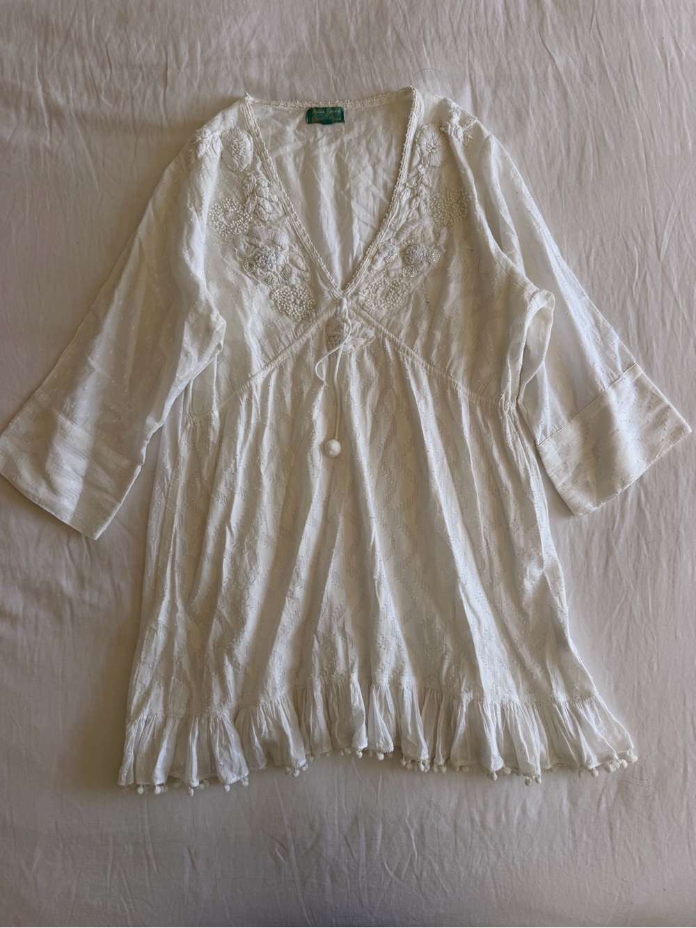 Bohemian Embroidered White Tunic Top
